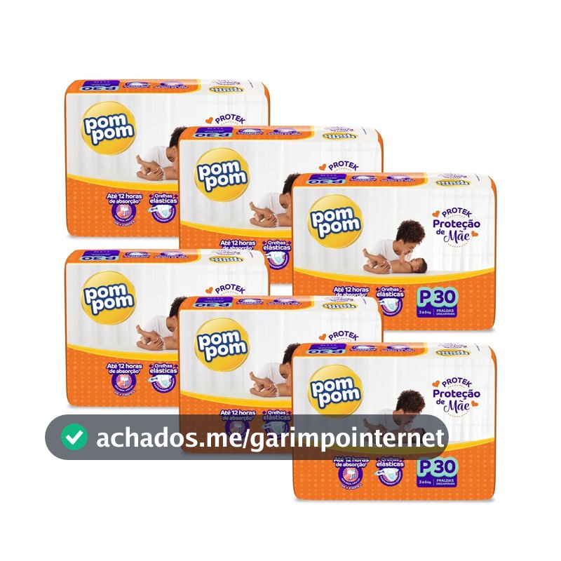 Fralda Pom Pom Protek Proteção de Mãe Jumbo P 180 Unidades