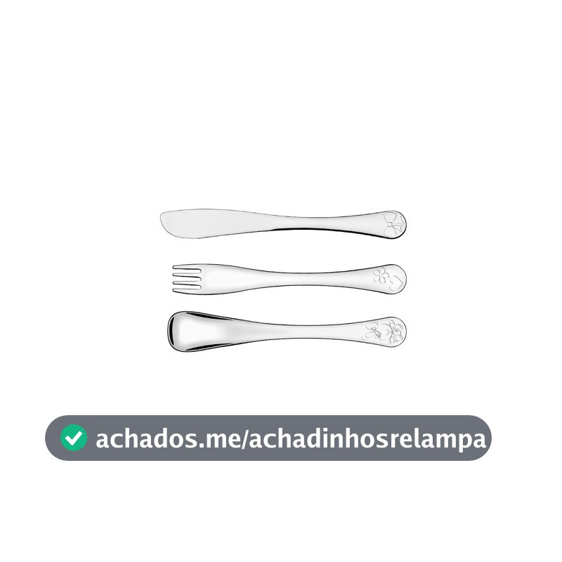 Tramontina 66973005 Jogo de Talheres Infantil Aço Inox com 3 Peças, Prata