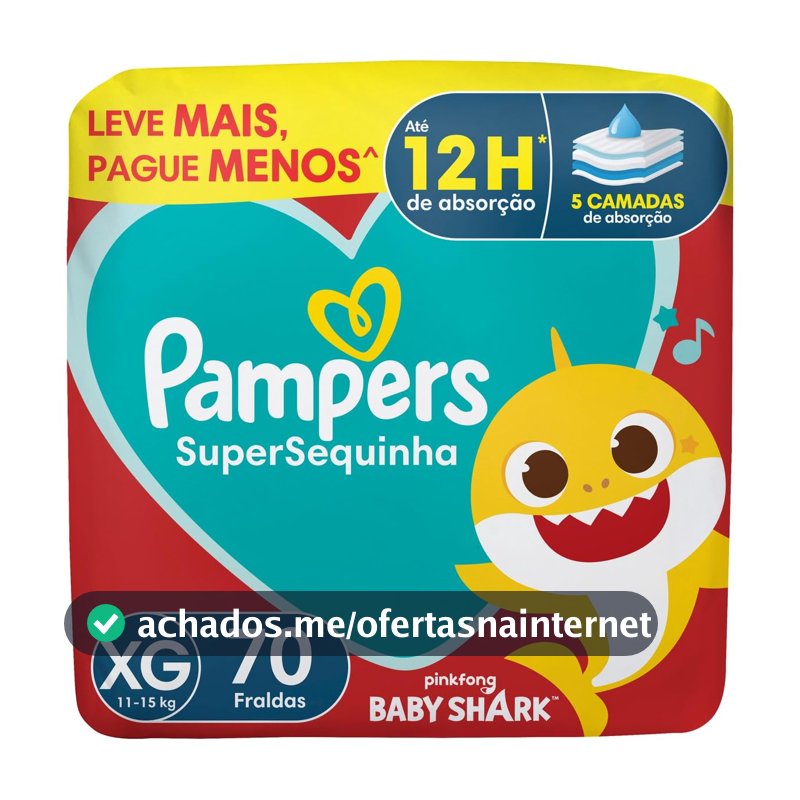 Fralda Pampers Supersequinha Tamanho XG 70 Unidades