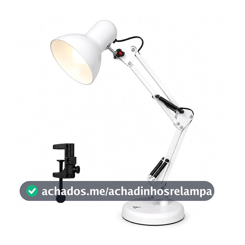 Luminária Articulada De Mesa Abajur Modelo Pixar Com Base E Garra (BRANCO)
