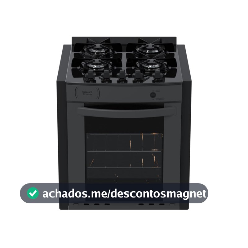 Fogao de Embutir 4 Bocas Venax Gaudi Prisma Vitreo Bl Grafite Gas Glp