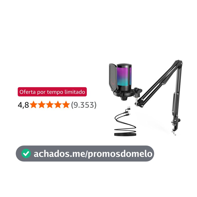 FIFINE A6T Gaming PC Microfone USB,Mic RGB para Computadorpara Podcast