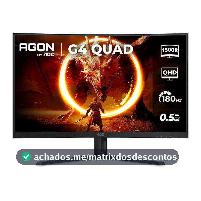 Monitor Gamer Curvo AOC AGON QUAD 32" 180Hz 0,5ms HDR10 CQ32G4E