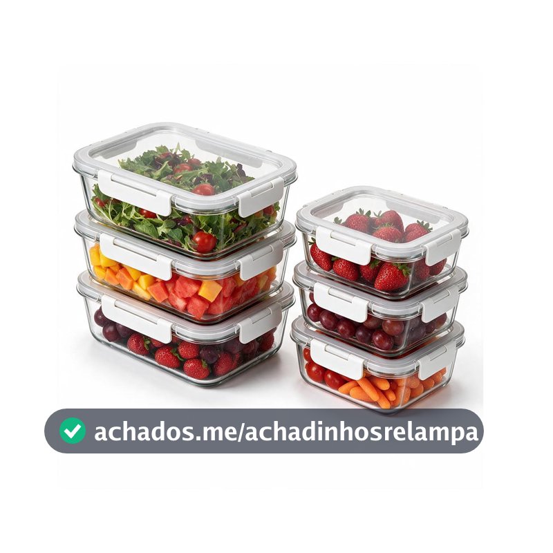 Oikos - Kit 6 Potes Marmita 370ml e 630ml Hermético com Trava