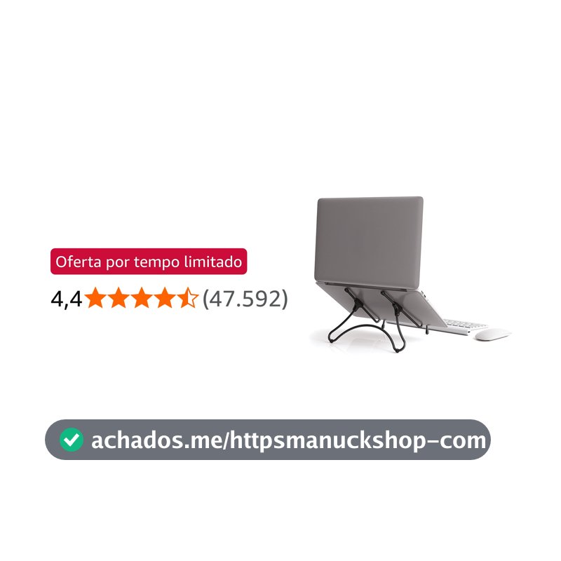 Suporte para Notebook OCTOO Uptable Dobrável e Portátil, Apenas 290 g, Mais Conforto para Trabalhar e Estudar, para Notebooks e Tablets de até 17 polegadas — Preto