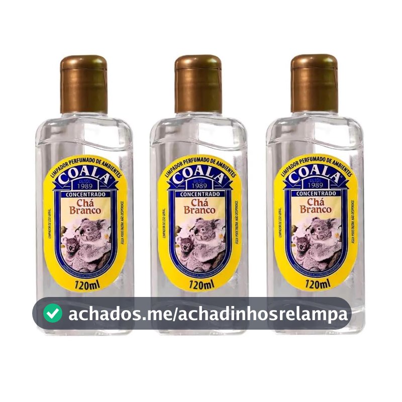 Kit 3 Limpador Perfumado de Ambiente 120ml Coala Cha Branco