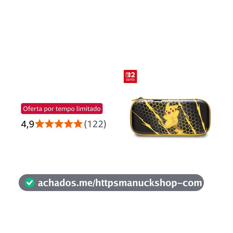 PowerA Case Slim de Proteção para Nintendo Switch 2 - Pikachu Storm, Oficialmente licenciado, Estojo de proteção, Armazena até 10 cartões de jogo, Protetor de Tela acolchoado, Suporte integrado para jogar