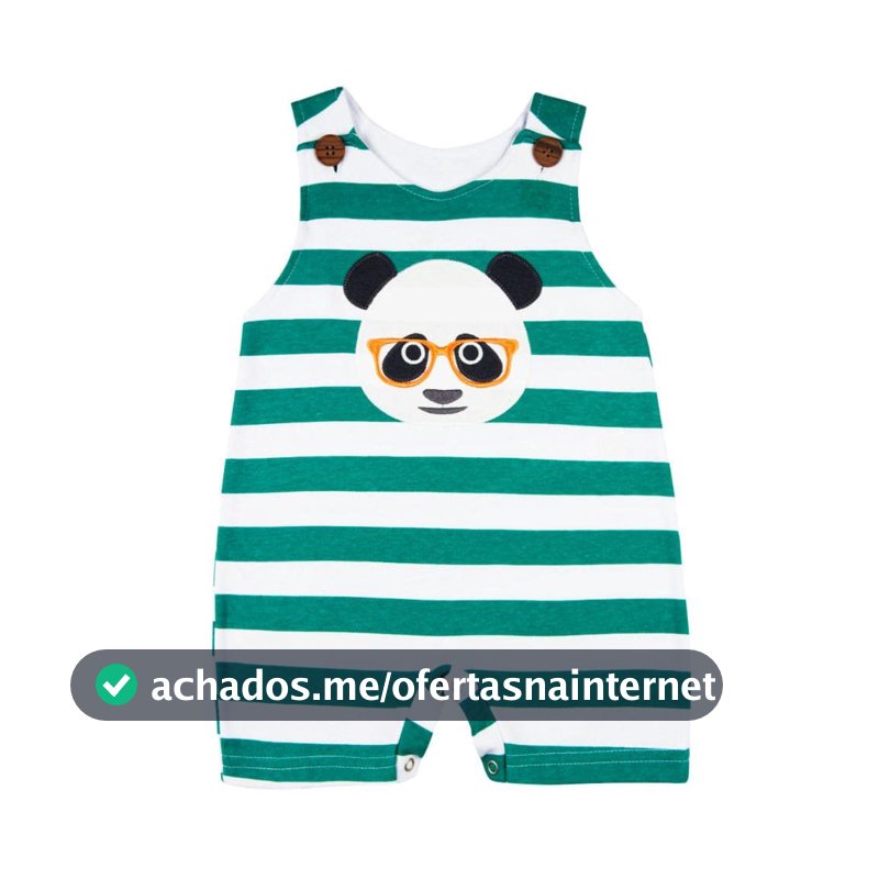 Macacão Romper Bebê Menino Sem Mangas Verão Suedine Listrado Bordado Aplicado - Verde