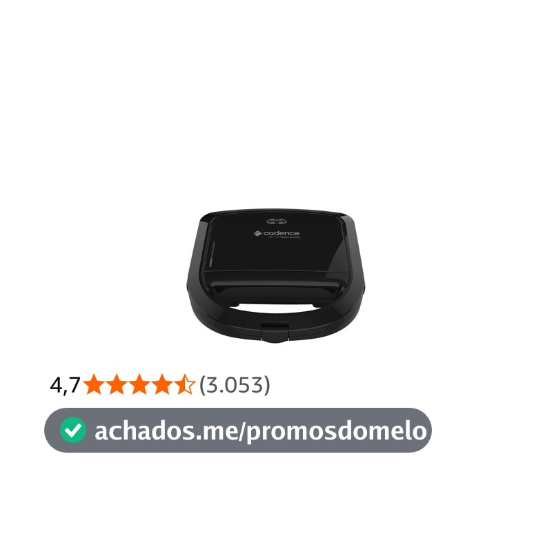 Sanduicheira Elétrica Cadence Toast & Grill, Preta, 750W, 110V, SAN260