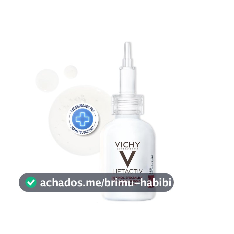 Vichy Liftactiv Sérum Facial Antirrugas Profundas com 0,2% de Retinol Puro, Peptídeos Anti-idade, Uniformiza a Textura e Auxilia na Renovação Celular 30ml