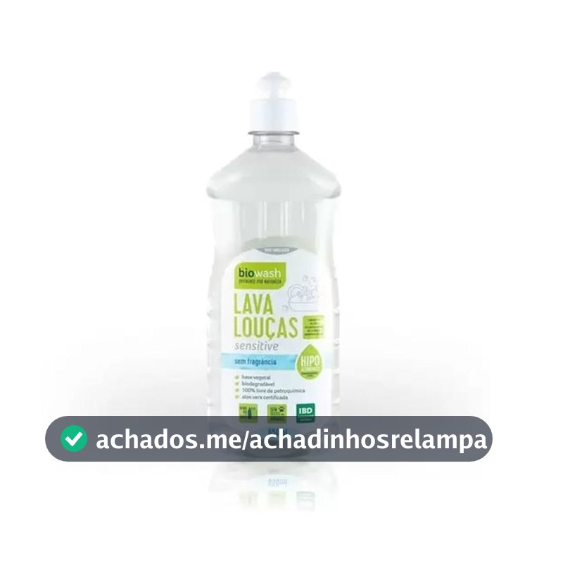 Biowash Lava Louças Sensitive 650ml Hipoalergênico Sem Fragrância Concentrado