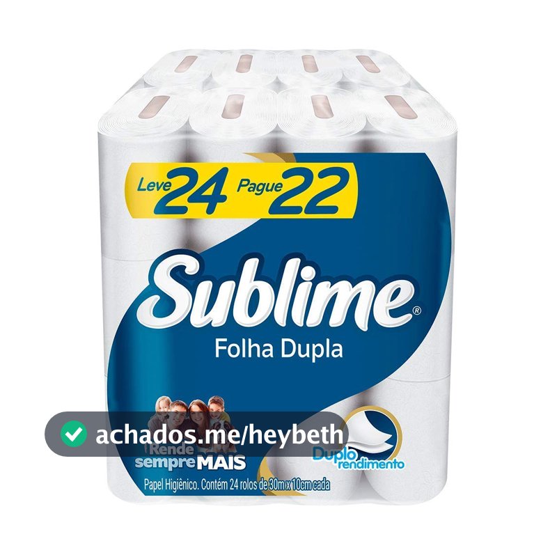 Sublime - Papel Higiênico, Folha Dupla, 24 rolos