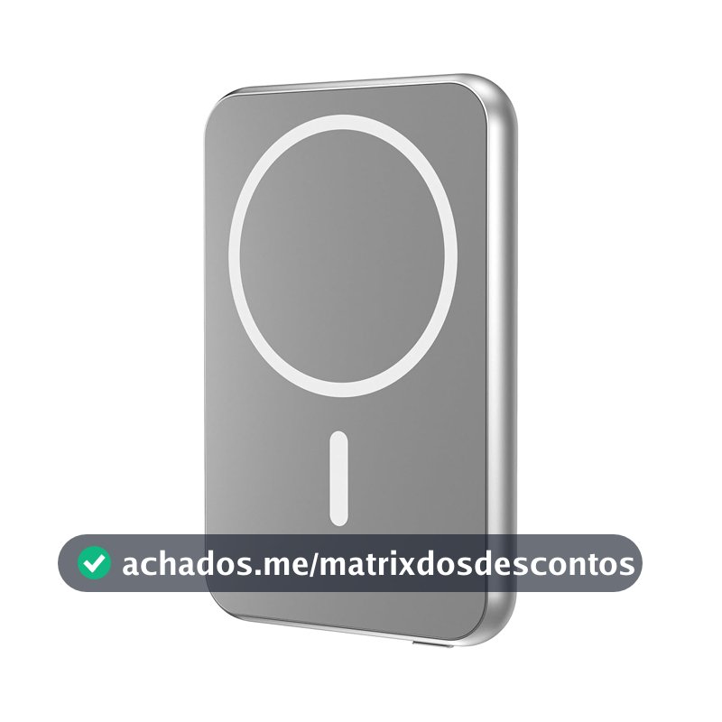 Geonav Power Bank, Carregador Portátil Universal por Indução 5.000mAh, Ultraslim Carregamento rápido, Compatível com MagSafe®, PB5KALMAGSV, Prateado