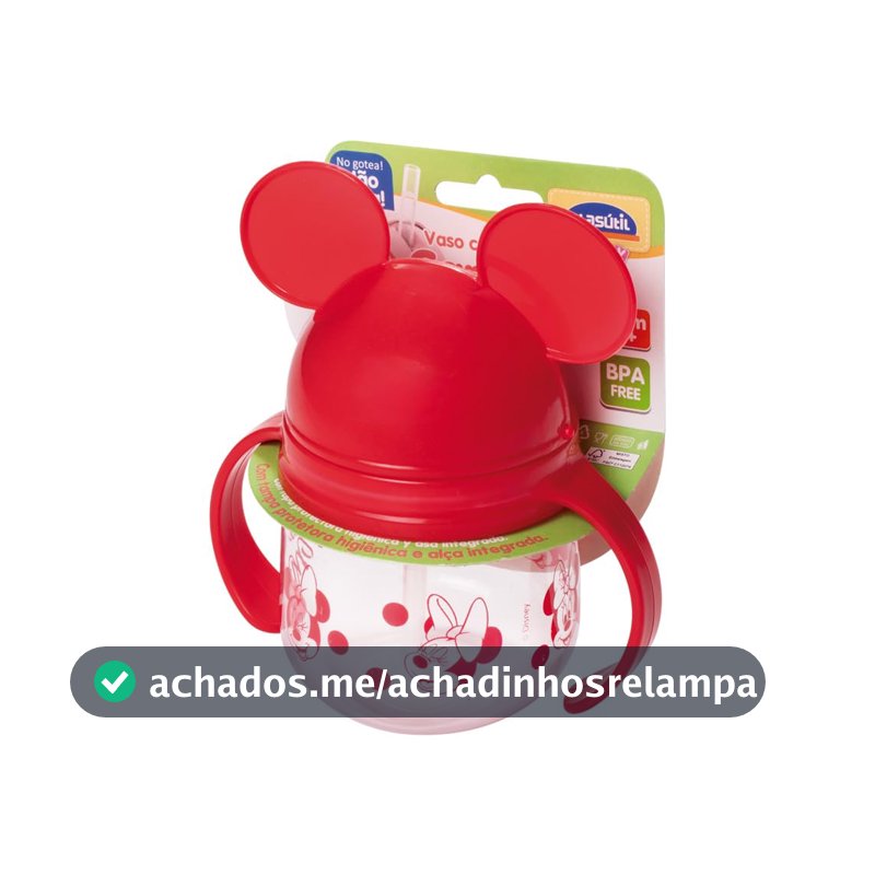 Caneca Treinamento com Canudo de Silicone Retrátil Minnie 260 ml Plasútil
