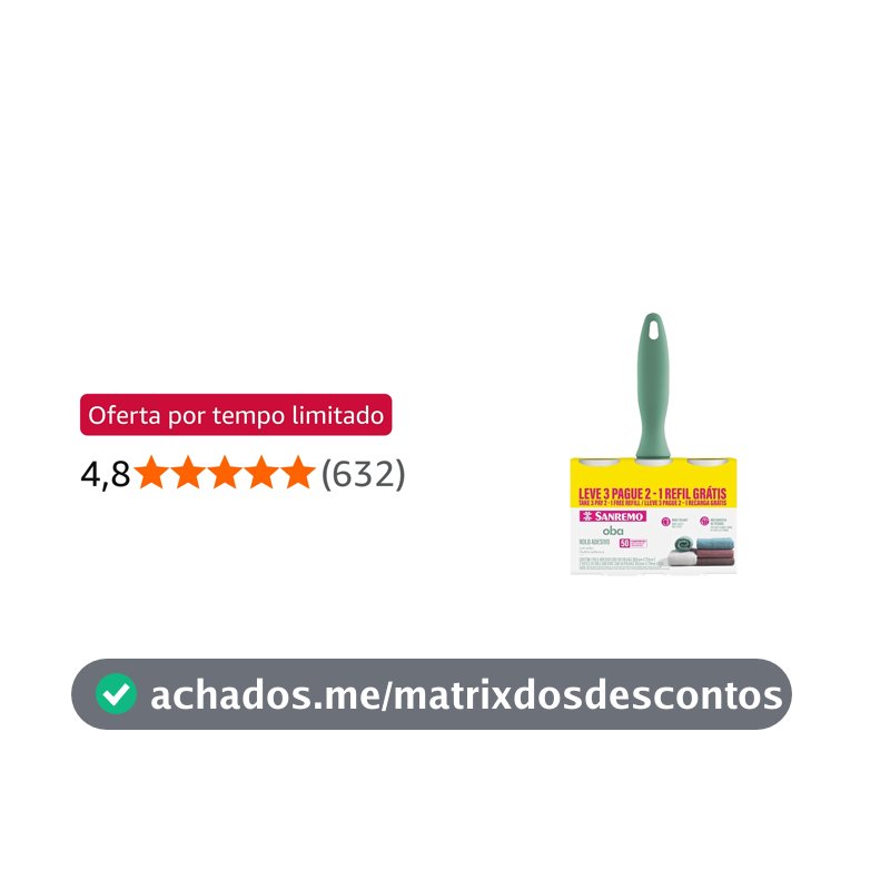 Sanremo - Kit de Rolo Adesivo de 50 Folhas Ultra Adesivas, Com Dois Refis, Linha Oba