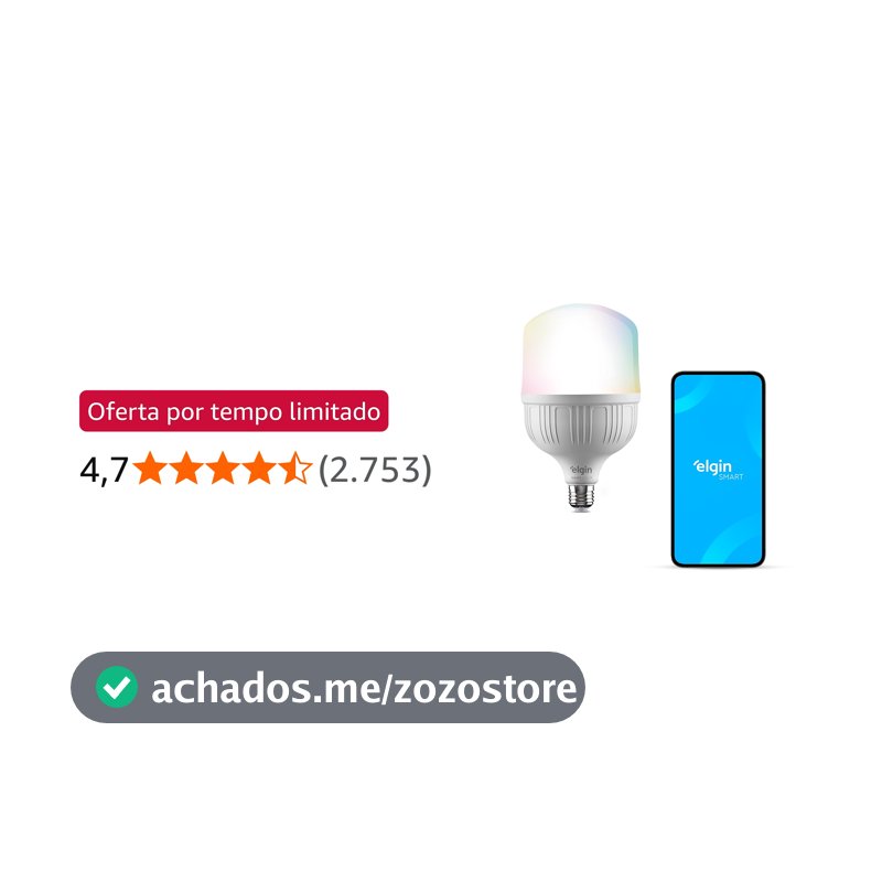 Lâmpada LED Smart Elgin 30W Compatível com Alexa e Google Home Bivolt Color RGB