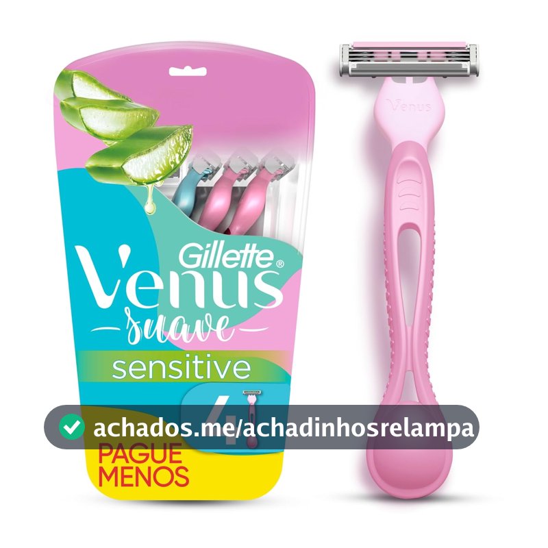 Aparelho de Depilação Gillette Venus Suave Sensitive, 4 Unidades