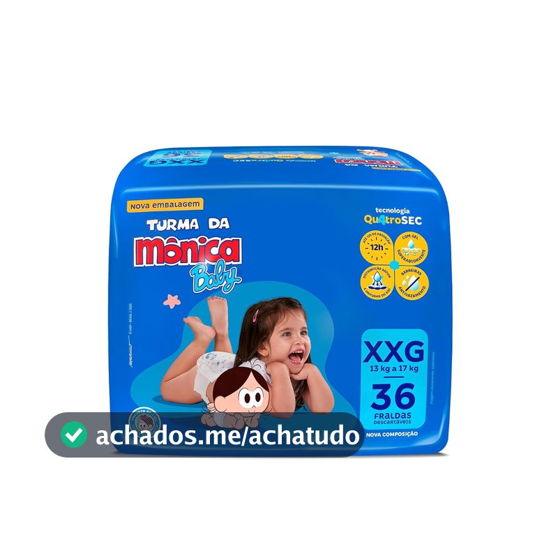 Fralda Turma da Mônica Baby Mega XXG 36 Unidades