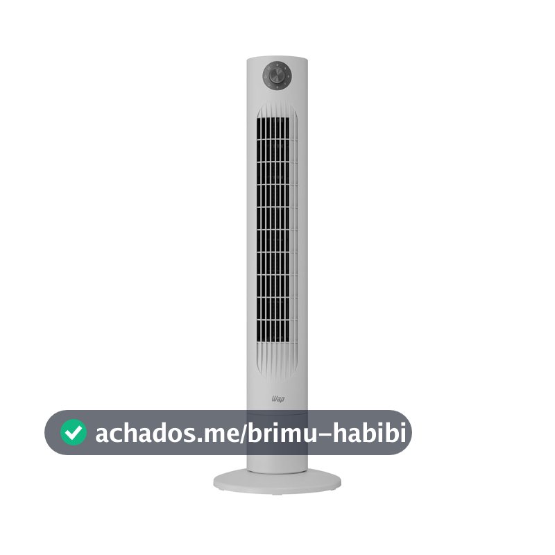 WAP Ventilador Vertical AIR BREEZE 3 Velocidades, Oscilação De 60°, Motor Silencioso E Alça de Transporte 60W 127V
