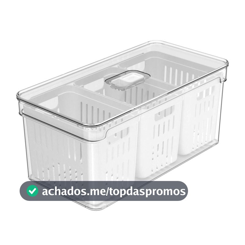 Ou Organizador de Geladeira com Cesto Triplo 5L Linha Clear Fresh