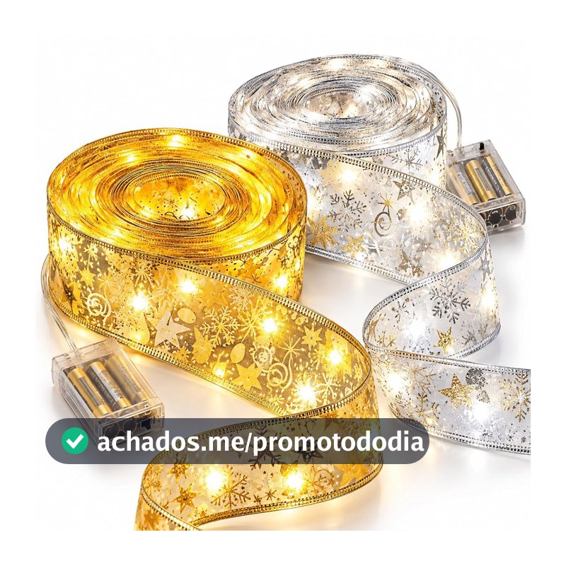 Fita Led Natalina 10m Árvore De Natal 2 Modos A Pilha