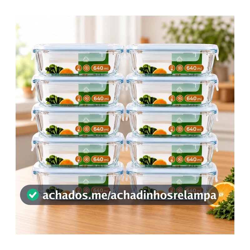 Pote Hermético Vidro Haushop Kit 10 Potes De Vidro com Tampa Reforçado Firme