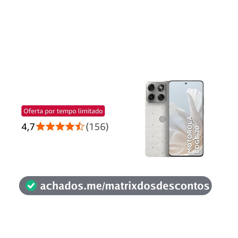 Smartphone Motorola Edge 70 5G Crystals by Swarovski - 512GB 12GB RAM + 12GB RAM Boost, Ultrafino, 3 cameras 50MP e tela extreme Amoled 120hz - Cloud Dancer