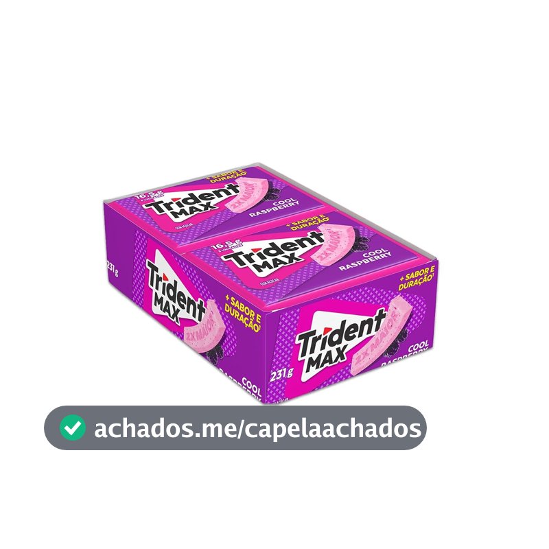 Chiclete Trident Max Cool Raspberry Sem Açúcar - Caixa com 14 unid. de 16,5g