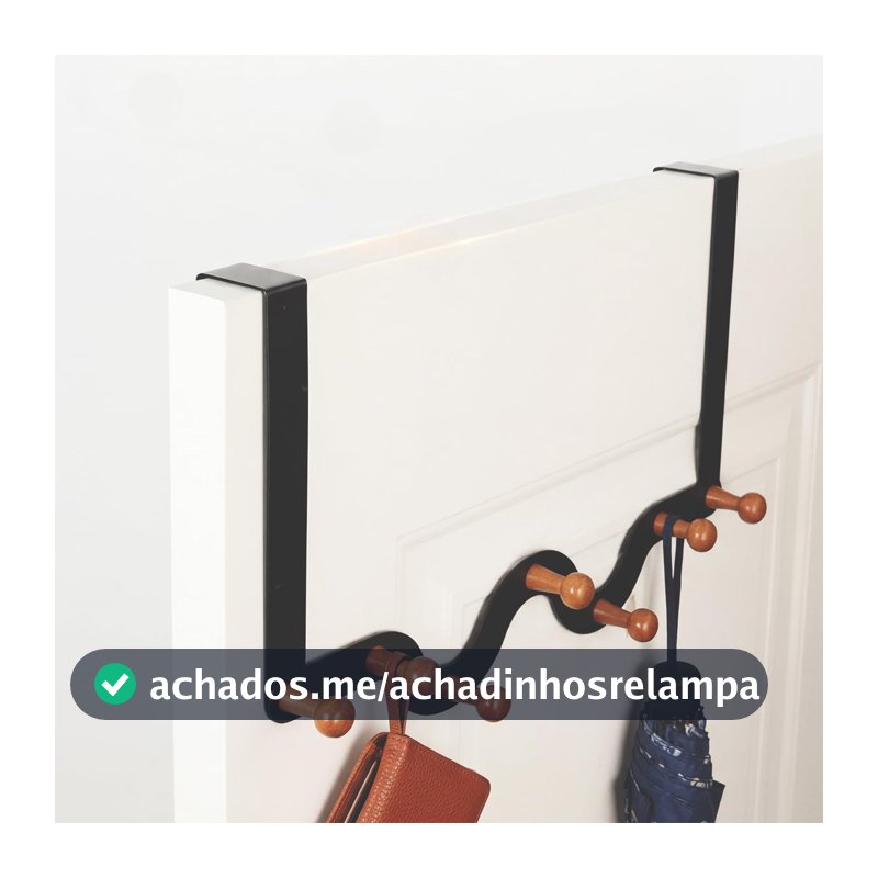 Heemli Cabide de Porta Multiuso 7 Ganchos, Madeira Gancho Para Porta Organizador Suporte de Porta para Toalhas Roupas Bolsas (47 cm)