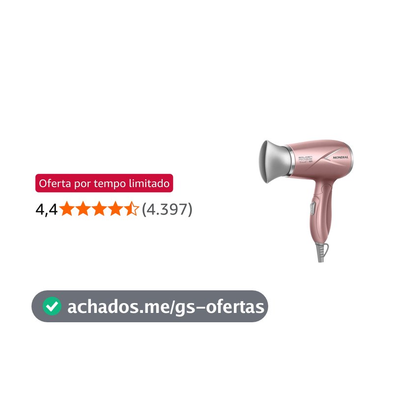 MONDIAL Secador de Cabelos Travel, Golden Rose, 1200W, Bivolt - SC-47-GR