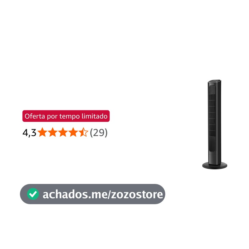 MONDIAL Ventilador de Torre Air Tower, Preto, 45W, 127V - VTR-01-B
