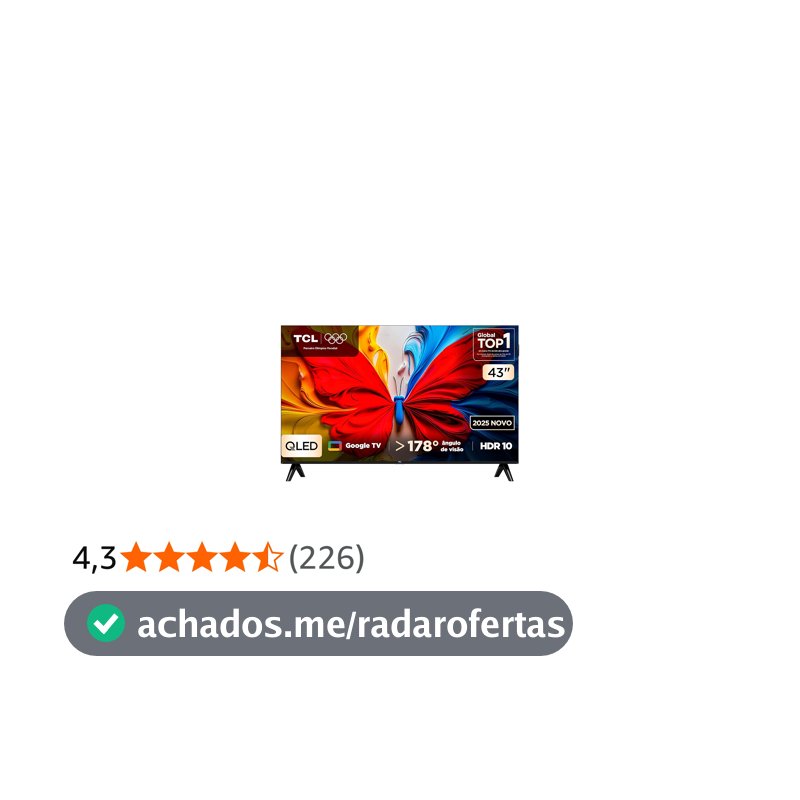 Smart TV TCL 43 Polegadas QLED Full HD S5K WiFi Bluetooth Google TV 2 HDMI HDR10 Dolby Audio 43S5K