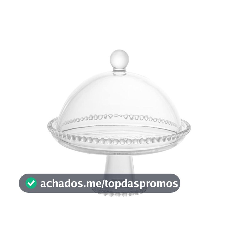 WOLFF - Prato de Cristal com Pé e Tampa 20cm x 18cm - Linha Pearl