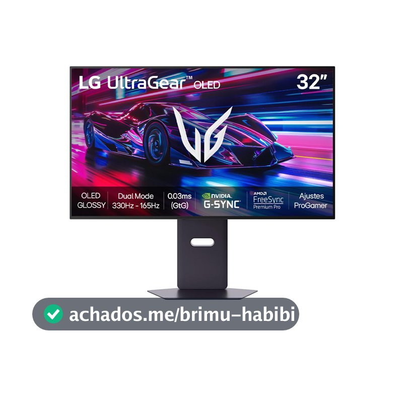 Monitor LG UltraGear OLED 32“, UHD 4K, 330Hz, Dual Mode, 0,03ms (GtG), AMD FreeSync Premium, Nvidia G-Sync, DCI-P3, DisplayHDR True Black 400, Preto – 32GX850A