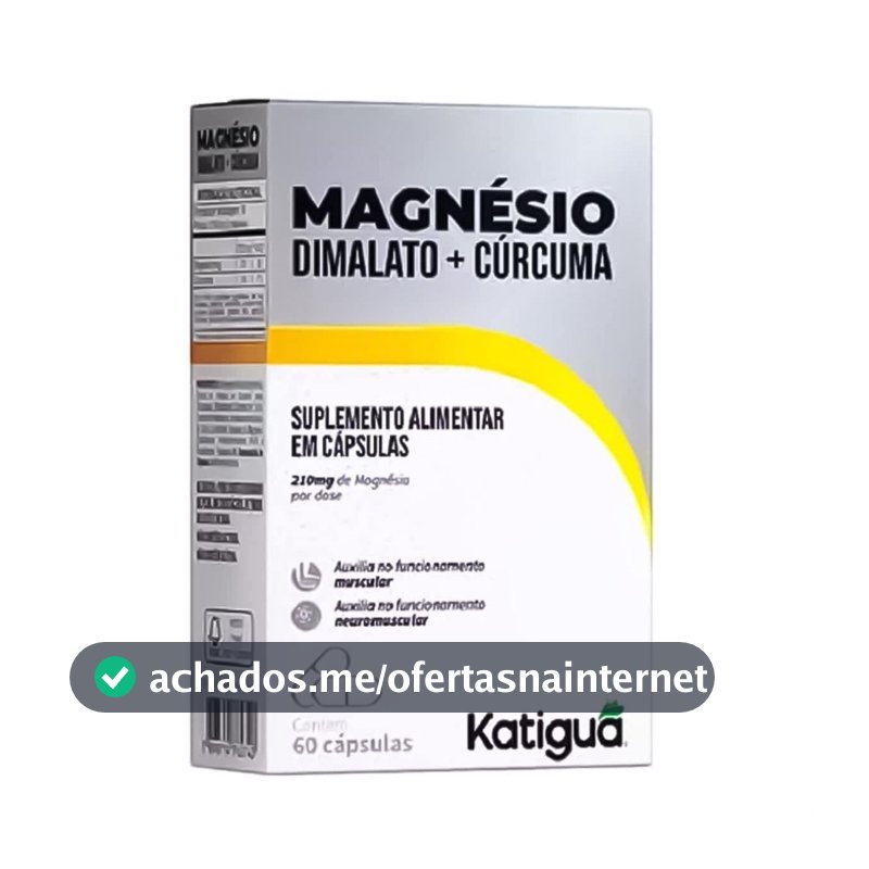 Katiguá, Magnésio Dimalato + Cúrcuma, Sem sabor, 60 Cápsulas rígidas • 30 doses, Branco