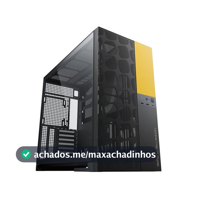 Gabinete Gamer Geometric Future Model 5 Vent Preto e Amarelo Sem Fans GEO-M5V-BY