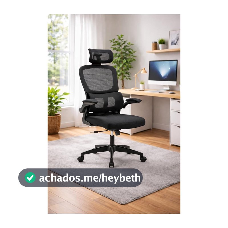 Cadeira de Escritório Ergonômica Estofada Preta com Regulagem de Altura e Rodízios