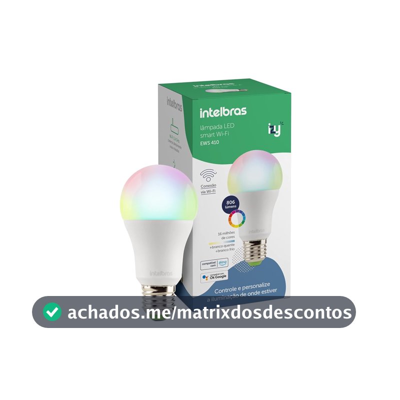 Lâmpada Smart Inteligente EWS 410 com 16 milhões de cores Wi-Fi compatível com Alexa Intelbras