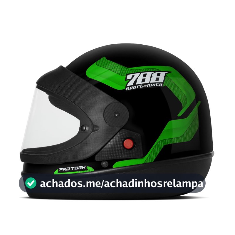 Capacete Moto Automático Sport Moto 788 Preto/verde Tam. 58 PRO TORK INMETRO