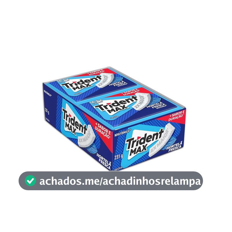 Chiclete Trident Max Hortelã Fresca Sem Açúcar - Caixa com 14 unid. de 16,5g