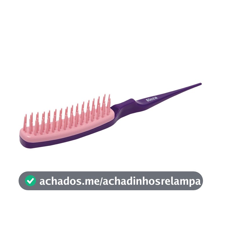 Ricca, Pente para Fitagem, Dentes Flexíveis, Cabo divisor de Mechas, Para Cabelos Cacheados e Ondulados, Cor Roxo