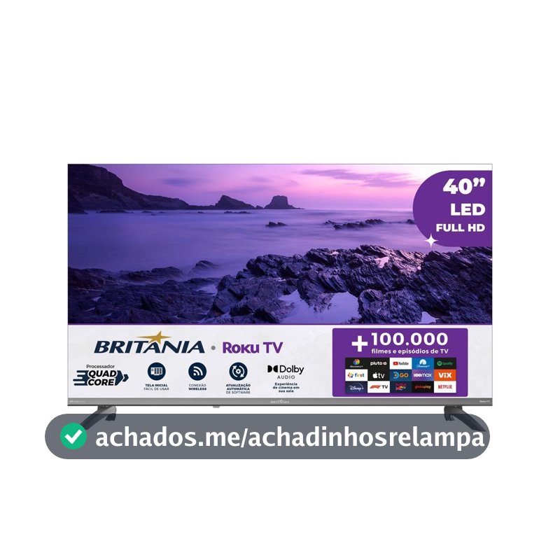 Smart TV 40" Britânia Roku TV HDR10 Dolby Audio B40CRA
