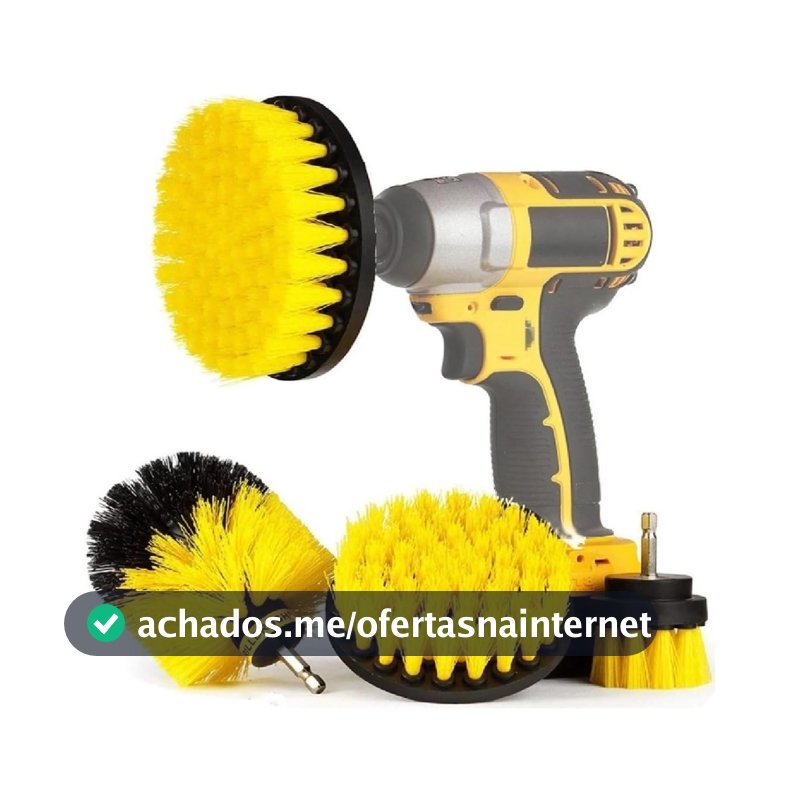 Kit 3 Escovas de Limpeza para Parafusadeira Furadeira Acessorio Multiuso Automotivo Estofado Cozinha Banheiro Piso Eletrodomesticos