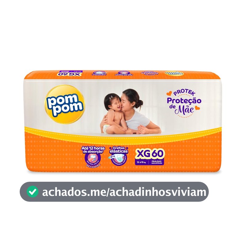 Fralda Pom Pom Protek XG, 60 Unidades