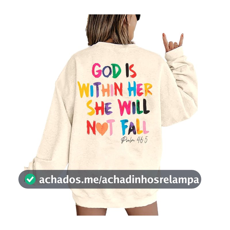 Moletom feminino cristão versículo bíblico pulôver Christian God Is Within Her blusa inspiradora de manga comprida