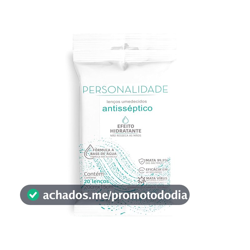 Lenço Umedecido Personalidade Antisséptico Hidratante 20 unidades 20cm X 15cm