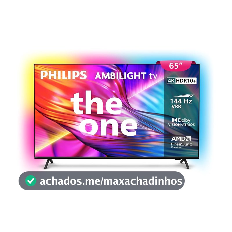 PHILIPS, Smart TV, Ambilight THE ONE 65" 4K 144 Hz, Titan OS, 65PUG8929/78, P5, DTS Play-Fi, Freesync, Dolby Vision e Atmos, 40 WRMS