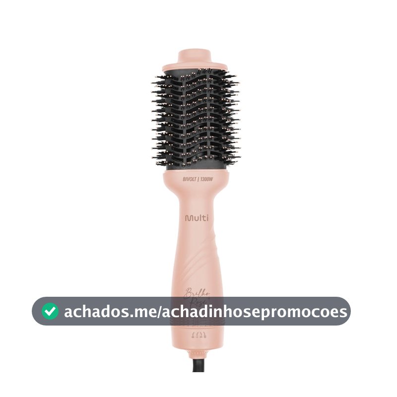 Escova Secadora Multi Care Brilho Rosé 1300W 3 Temperaturas Nanoceramic Glass Oval 2 em 1 Bivolt - EB200