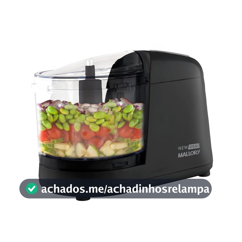 Mini Processador Mallory New Oggi – 150W, 350ml, Corte, Trituração e Moagem, Pés Antiderrapantes, Sistema de Segurança - 127V