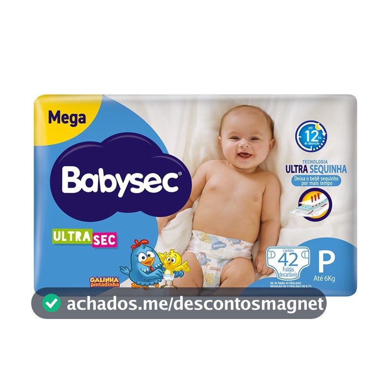 Fraldas Babysec Ultrasec Galinha Pintadinha, P, 42 Unidades